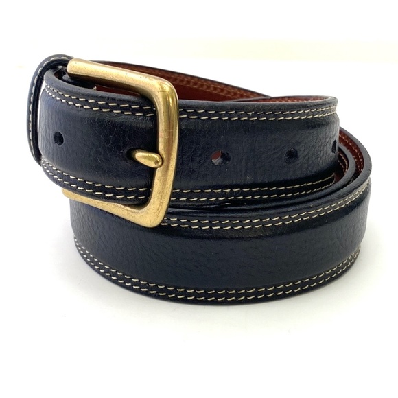 Lands End Men's Black Pebble Grain Leather Belt - Picture 2 of 14